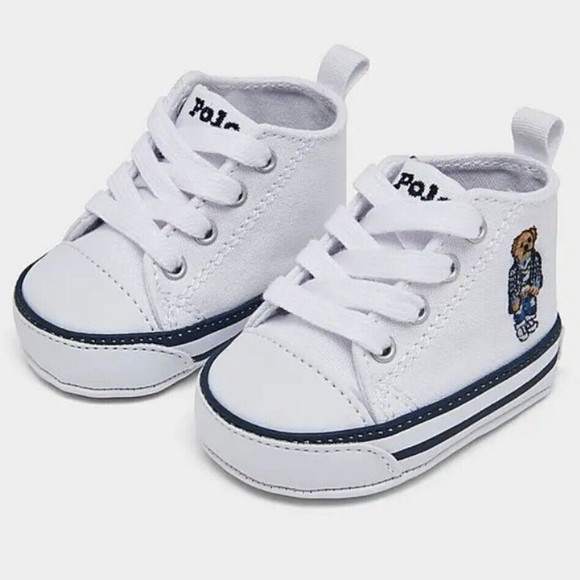 Polo Ralph Lauren Other - Polo Ralph Lauren Hamptyn Basketball Bear Hi Top Sneakers White Infant